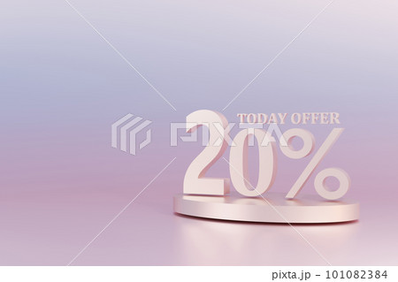 3D Rendering. 20 percent off with freespace for texting on pastel pink background. Special Offer 20% Discount Tag. Super sale offer and best seller. 3D Rendering. 20 percent off with freespace for texting on pastel pink background. Special Offer 20% Discount Tag. Super sale offer and best seller. 101082384