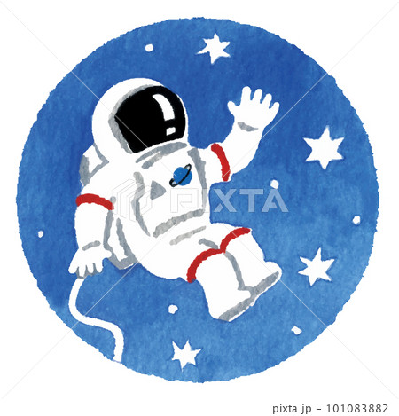 銀河を浮遊する宇宙飛行士　手描き　イラスト 101083882