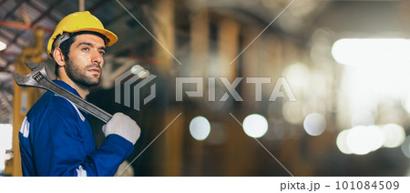 Industrial workers working in factory. Machine engineers Industrial workers working in factory. Machine engineers 101084509