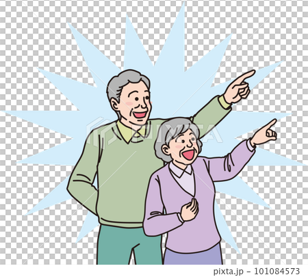 目指す_指差す_家族_カラー_にこやかな表情_背景色あり 目指す_指差す_家族_カラー_にこやかな表情_背景色あり 101084573
