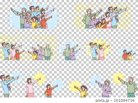 瞄準_指向_家人_微笑表情_背景色設置 101084716