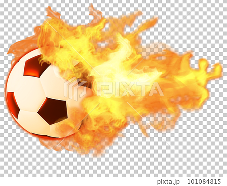 Soccer ball wrapped in flames and smoke_background transparent 101084815