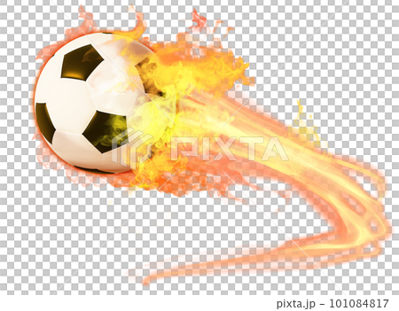 Soccer ball wrapped in flames_transparent background 101084817