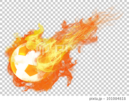 Soccer ball wrapped in flames_transparent background 101084818