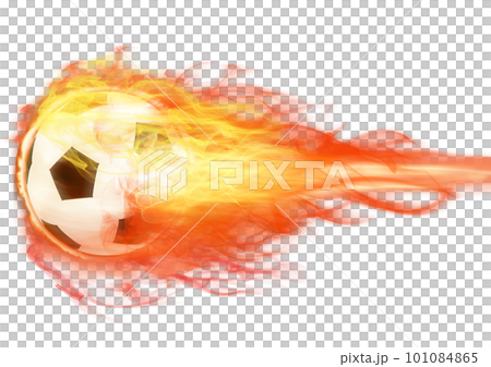 炎をまとったサッカーボール_背景透過 101084865