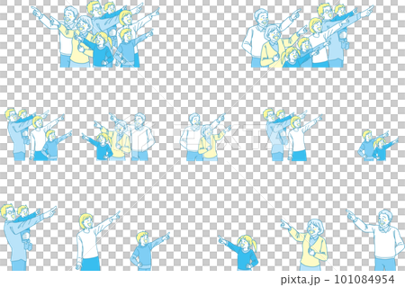 瞄準_指向_家庭_微笑表情_黃色藍色_套裝 101084954