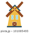 Windmill isolated element in cartoon style. Hand drawn farm mill icon on white background 101085493