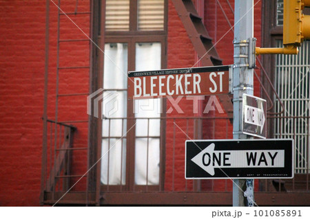 Bleecker Street historic sign in Midtown Manhattan in New York City historic sign in Midtown Manhattan in New York City in Greenwich Village Historic District Bleecker Street historic sign in Midtown Manhattan in New York City historic sign in Midtown Manhattan in New York City in Greenwich Village Historic District 101085891