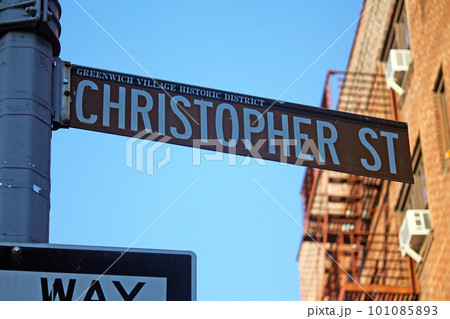 Christopher Street historic sign in Midtown Manhattan in New York City historic sign in Midtown Manhattan in New York City in Greenwich Village Historic District 101085893