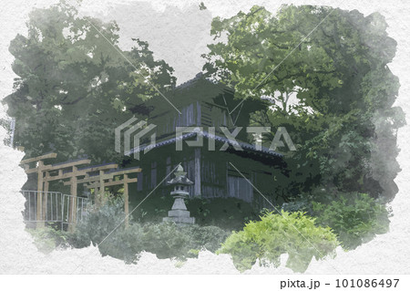 水彩画風 和歌山 奥山稲荷社 岡山の時鐘堂 和歌山県和歌山市 水彩画風 和歌山 奥山稲荷社 岡山の時鐘堂 和歌山県和歌山市 101086497