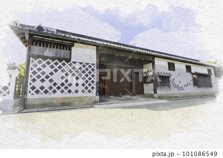 水彩画風 和歌山 岡公園 旧大村家住宅長屋門 和歌山県和歌山市 水彩画風 和歌山 岡公園 旧大村家住宅長屋門 和歌山県和歌山市 101086549