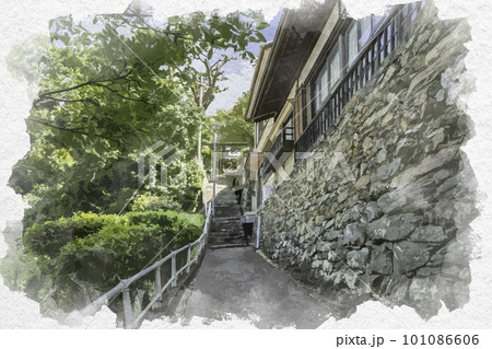 水彩画風 和歌山 紀三井寺 境内 和歌山県和歌山市 水彩画風 和歌山 紀三井寺 境内 和歌山県和歌山市 101086606