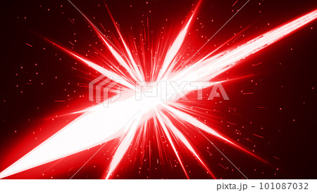 斬撃エフェクト画像素材｜赤色の剣で画面を切り裂く戦闘CG 101087032