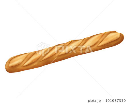 loaf of bread. Hand drawn watercolor baguette french bread painting. Daily fresh organic pastries products. Vintage watercolor illustration for bakery or cafe, card, poster, banner 101087350
