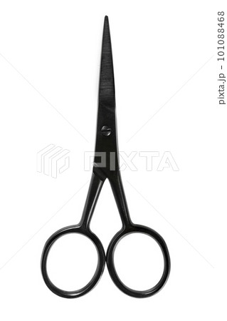 Professional scissors isolated on white background. Beauty and fashion concept. Top view, close-up 101088468