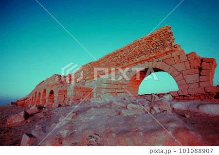 Old Aqeuduct in Caesarea, Israel 101088907