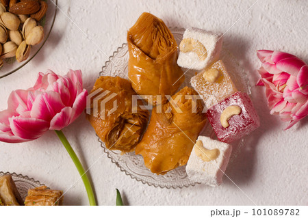 Baklava and Turkish Delight with Cashew 101089782