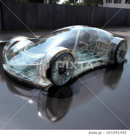 Unusual creative fantastic transparent car close-up Unusual creative fantastic transparent car close-up 101091492