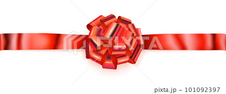Big horizontal bow of shiny ribbon 101092397