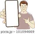 Man with blank screen handphone 101094669