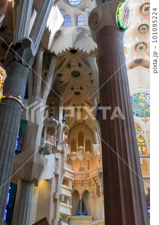 サグラダ・ファミリア内部~天井・柱~(スペイン-バルセロナ) サグラダ・ファミリア内部~天井・柱~(スペイン-バルセロナ) 101095224