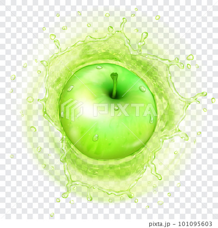 Apple falling into a juice 101095603