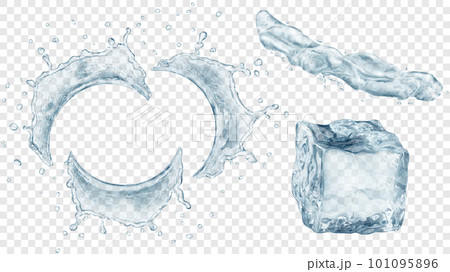 Water splashes and ice cube 101095896