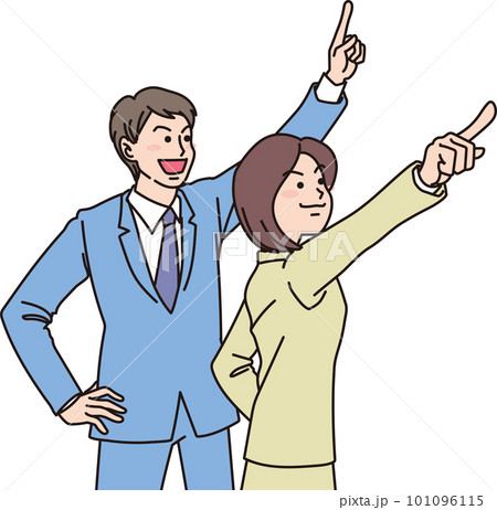 指差す若手会社員男女イラストセット|ビジネス・仕事・ベクター|カラー・背景なし 指差す若手会社員男女イラストセット|ビジネス・仕事・ベクター|カラー・背景なし 101096115