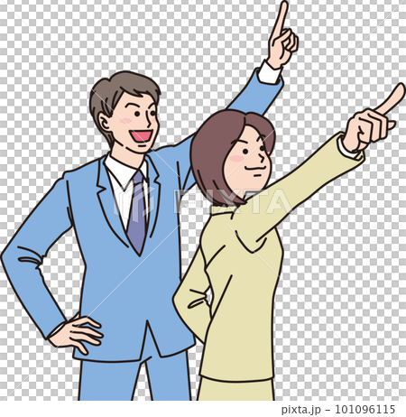 指差す若手会社員男女イラストセット|ビジネス・仕事・ベクター|カラー・背景なし 指差す若手会社員男女イラストセット|ビジネス・仕事・ベクター|カラー・背景なし 101096115