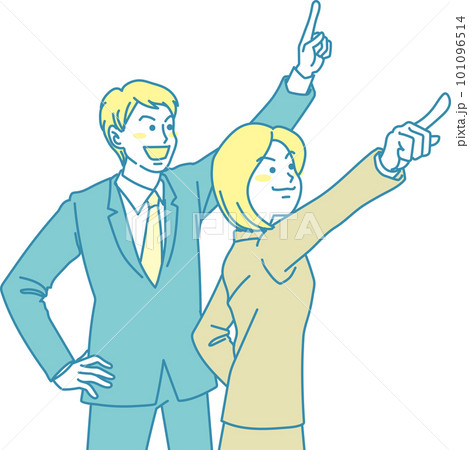 上を見上げる男女のビジネスマン 101096514