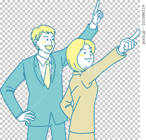 上を見上げる男女のビジネスマン 101096514