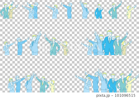 目指す_指差す_会社員_シアンイエロー_セット 目指す_指差す_会社員_シアンイエロー_セット 101096515