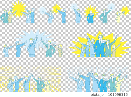 Aiming _ pointing _ office worker _ cyan yellow _ set _ with background color Aiming _ pointing _ office worker _ cyan yellow _ set _ with background color 101096516