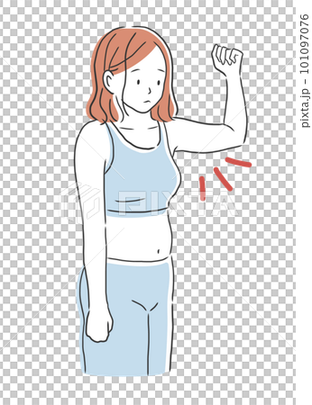 Illustration material of a woman who cares about her upper arm Illustration material of a woman who cares about her upper arm 101097076