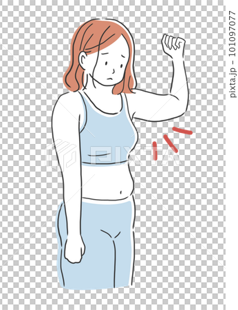 二の腕を気にする女性のイラスト素材 101097077