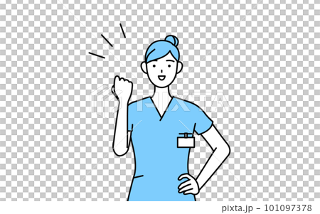 做膽量姿勢的女性護士、物理治療師、職業治療師、語言治療師、護理助理 101097378