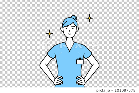 女護士、物理治療師、職業治療師、語言治療師、把手放在腰上的護理助理 女護士、物理治療師、職業治療師、語言治療師、把手放在腰上的護理助理 101097379