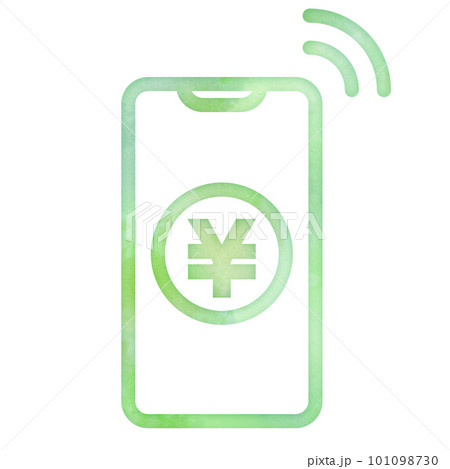 スマホ決済　キャッシュレス　支払い　税金　光熱費　水彩画タッチ　デザインアイコン　優しい　エコロジー 101098730