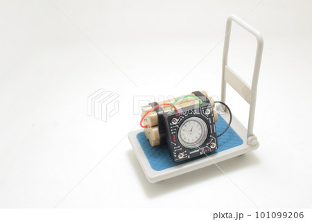 to move the bomb on Warehouse trolley isolated 101099206