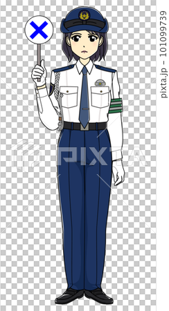 白襯衫交叉吊牌女警官(全身) 白襯衫交叉吊牌女警官(全身) 101099739