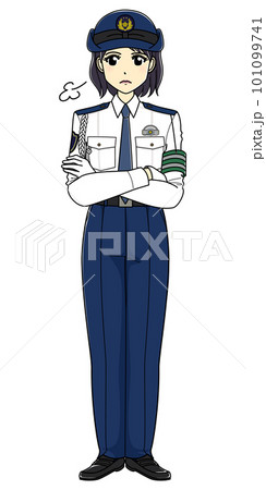 腕組みする白ワイシャツの女性警察官(全身) 腕組みする白ワイシャツの女性警察官(全身) 101099741