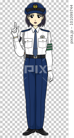 說話表情嚴肅的白襯衫女警官(全身) 說話表情嚴肅的白襯衫女警官(全身) 101099744