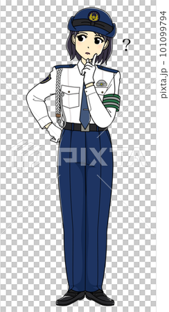 感到疑惑的白襯衫女警官(全身) 感到疑惑的白襯衫女警官(全身) 101099794
