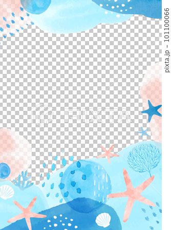 手繪柔和的水彩海洋生物矢量插圖框架背景 手繪柔和的水彩海洋生物矢量插圖框架背景 101100066