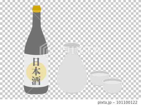 日本酒と白いとっくりとおちょこのイラスト 日本酒と白いとっくりとおちょこのイラスト 101100122