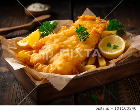 generative AI. Fish and Chips - A Deliciously Classic British Dish for All to Enjoy 101100540