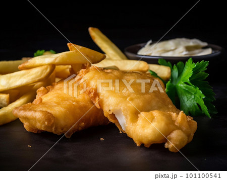 generative AI. Fish and Chips - A Deliciously Classic British Dish for All to Enjoy 101100541