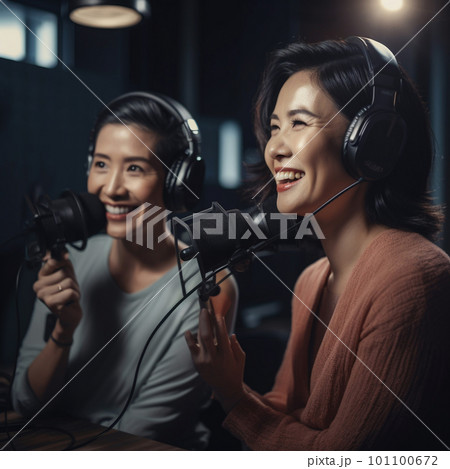 generative AI. Dynamic Women Engaging in Podcast Conversation generative AI. Dynamic Women Engaging in Podcast Conversation 101100672