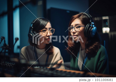 generative AI. Dynamic Women Engaging in Podcast Conversation generative AI. Dynamic Women Engaging in Podcast Conversation 101100681