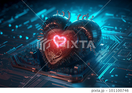generative AI. Digital Love: Red Heart-Shaped Computer Circuit Board generative AI. Digital Love: Red Heart-Shaped Computer Circuit Board 101100746
